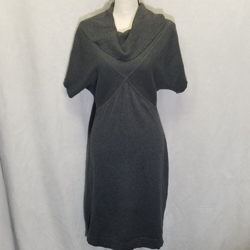 Jones Wear Dress Medium Sweater Short Sleeve Cowl Neck Knee Length Cotton Blend